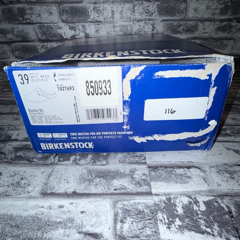 Birkenstock Boston BS Antique White Sz 39 W 8 M 6 Narrow -VNDS W/box - Picture 5 of 8